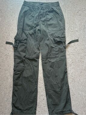 Women’s Olive Cargo Pants with Drawstring Waist